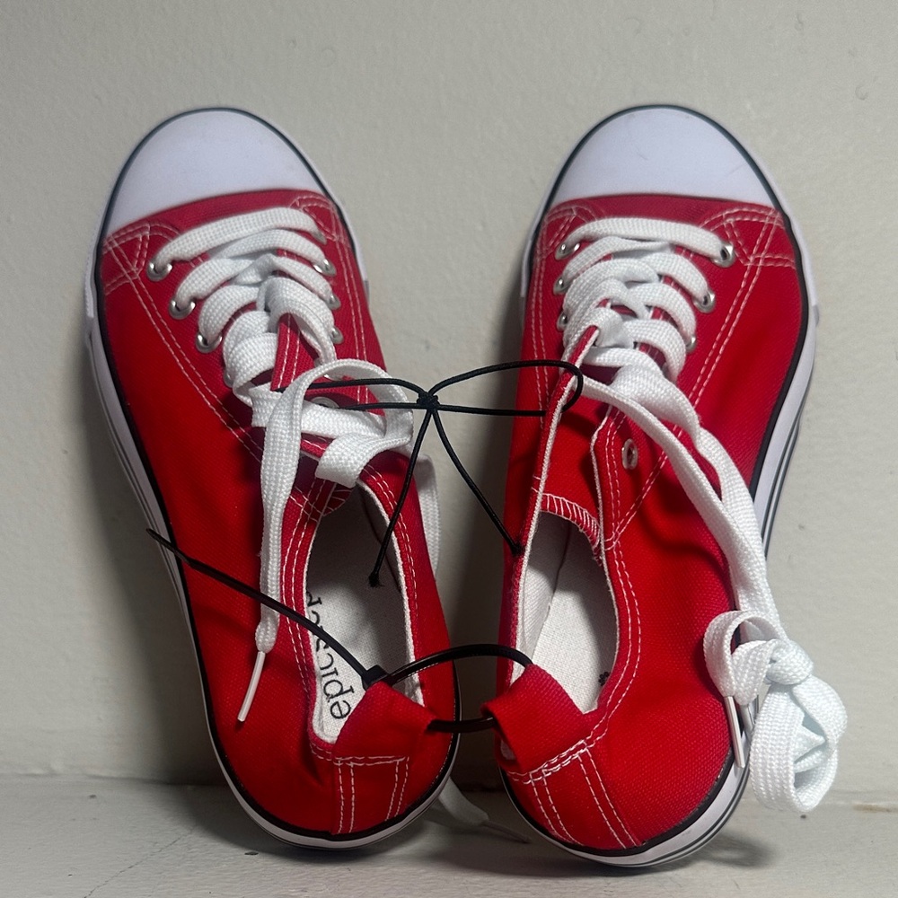 Red Canvas Sneakers with White Laces